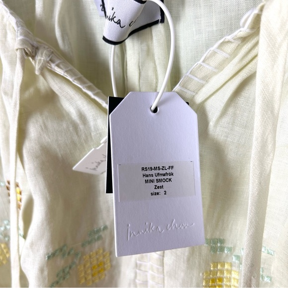 Innika Choo Hans Embroidered Linen Mini Smock Dress Tunic New 2 OS - Picture 12 of 16